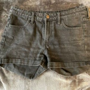 H&M Black Cuffed Denim Shorts Mid-High Rise Size 4